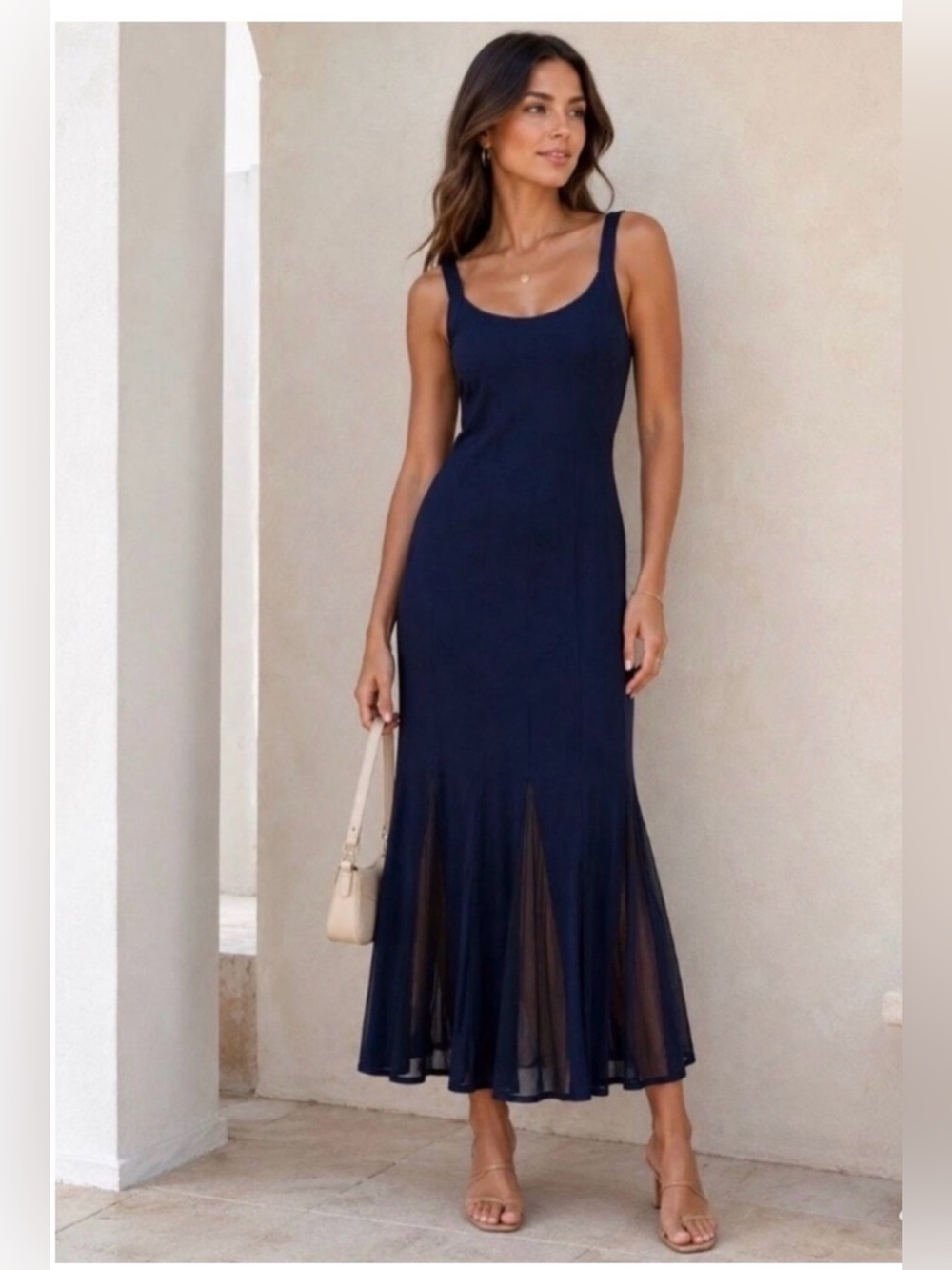 Caroline Constas Navy Scoop-Neck Maxi Dress